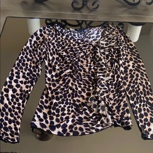 Inc Leopard print top with raffle, S